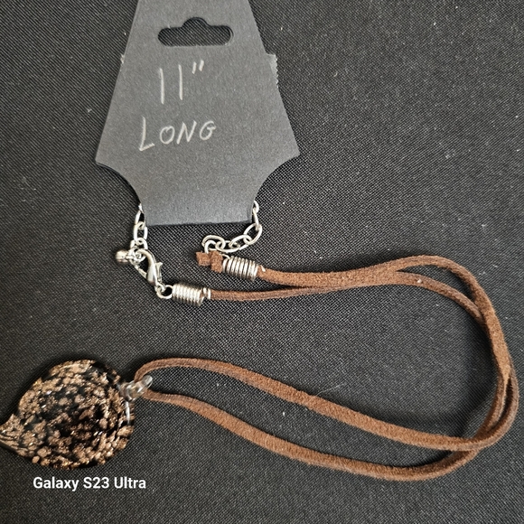 Glass Pendant with Leather Cord - Picture 5 of 5